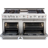 60" Gas Self Clean w/ Rotisserie, 6 Open Burners, 24" Thermo-Griddle