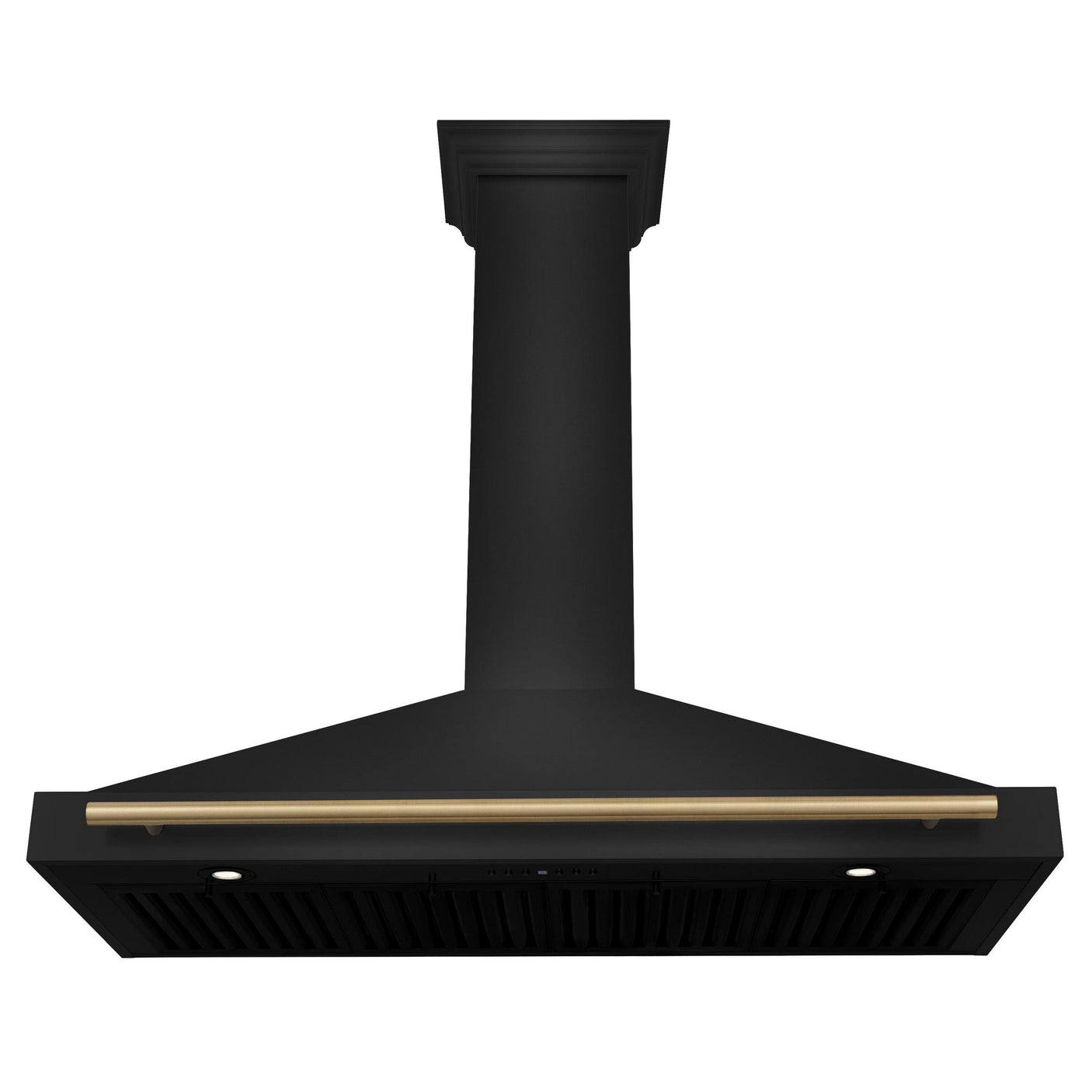 ZLINE 48 in. Autograph Edition Black Stainless Steel Wall Mount Range Hood With Champagne Bronze Handle (BSKB4Z-48-CB)