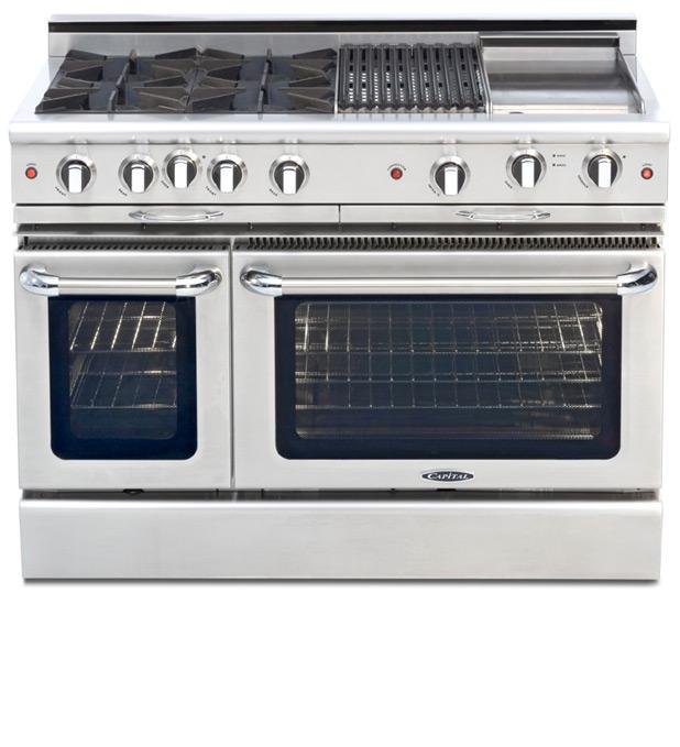 48" eight Sealed Burner, all gas, manual clean range, Liquid Propane