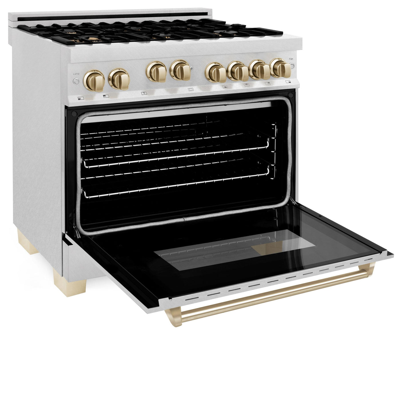 ZLINE Autograph Edition 36" 4.6 cu. ft. Range with Gas Stove and Gas Oven in DuraSnow® Stainless Steel with Accents (RGSZ-SN-36) [Color: Champagne Bronze]