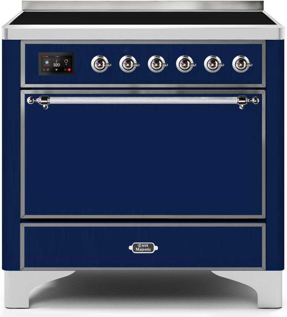 Majestic II 36 Inch Electric Freestanding Range in Blue with Chrome Trim