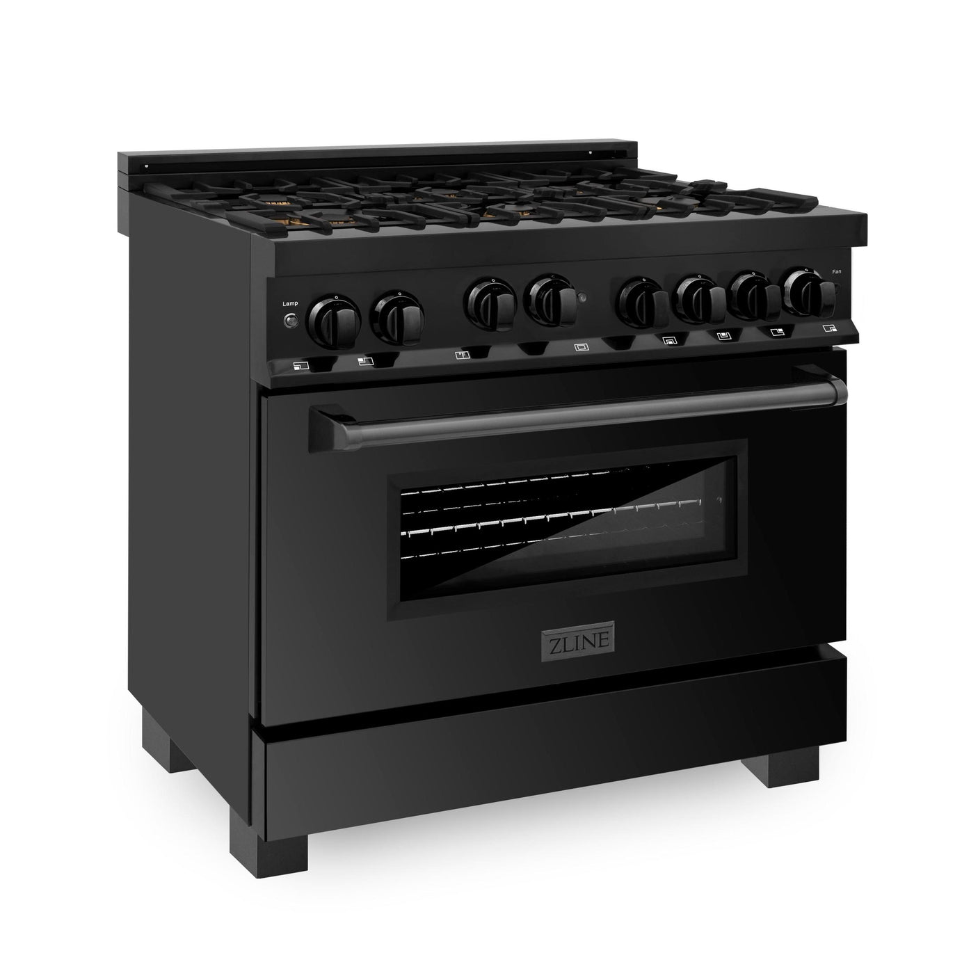 ZLINE 36" 4.6 cu. ft. Range with Gas Stove and Gas Oven in Black Stainless Steel with Brass Burners (RGB-BR-36)