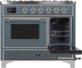 Majestic II 40 Inch Dual Fuel Natural Gas Freestanding Range in Blue Grey with Chrome Trim