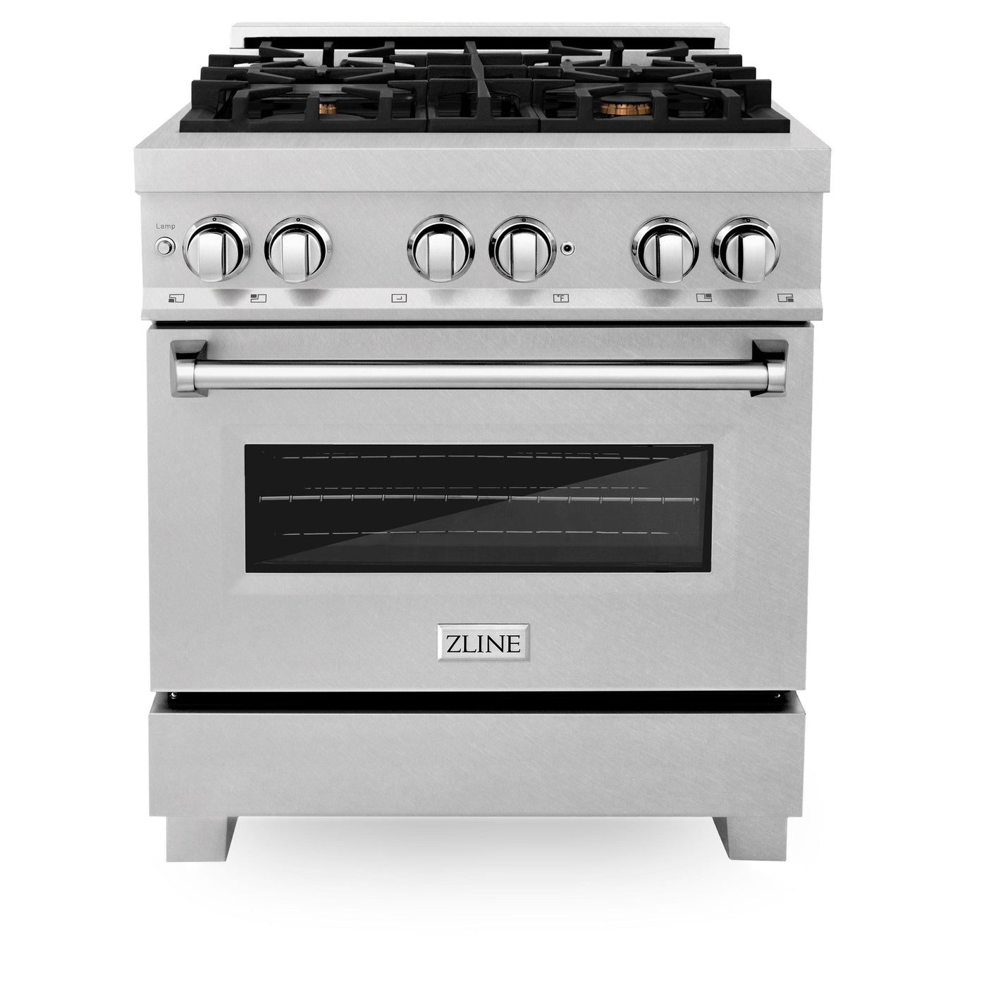 ZLINE 30 in. 4.0 cu. ft. Dual Fuel Range with Gas Stove and Electric Oven in All DuraSnow Stainless Steel with Color Door Options (RAS-SN-30) [Color: DuraSnow Stainless Steel with Brass Burners]