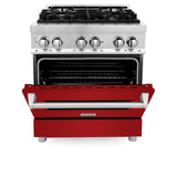 ZLINE 30 in. Dual Fuel Range with Gas Stove and Electric Oven in Stainless Steel (RA30) [Color: Red Gloss]