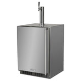 Outdoor 24" Single Tap Built In Beer Dispenser with Stainless Steel Door - Solid Stainless Steel Door With Lock - Left Hinge