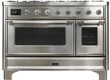 Majestic II 48 Inch Dual Fuel Liquid Propane Freestanding Range in Stainless Steel with Chrome Trim