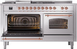 Nostalgie II 60 Inch Dual Fuel Natural Gas Freestanding Range in Stainless Steel with Copper Trim