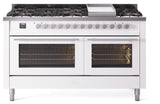 Professional Plus II 60 Inch Dual Fuel Natural Gas Freestanding Range in White with Trim