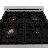 ZLINE 24 in. Professional Dual Fuel Range in DuraSnow Stainless Steel with Color Door Options (RAS-SN-24) [Color: DuraSnow With Brass Burners]