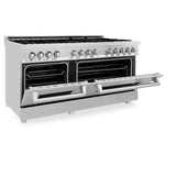 ZLINE 60 in. 7.4 cu. ft. Dual Fuel Range with Gas Stove and Electric Oven in Stainless Steel with Color Options (RA60) [Color: Stainless Steel with DuraSnow Door]