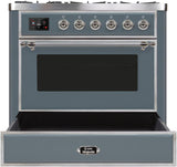 Majestic II 36 Inch Dual Fuel Liquid Propane Freestanding Range in Blue Grey with Chrome Trim