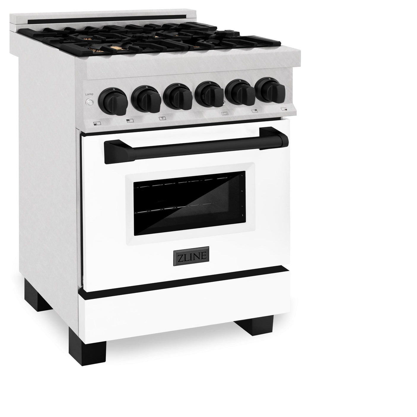 ZLINE Autograph Edition 24" 2.8 cu. ft. Dual Fuel Range with Gas Stove and Electric Oven in DuraSnow Stainless Steel with White Matte Door and Accents (RASZ-WM-24) [Color: Matte Black]