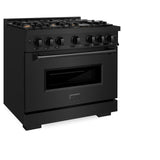 ZLINE 36 in. 5.2 cu. ft. Classic Gas Range with Convection Gas Oven in Black Stainless Steel with 6 Brass Burners (CGRB-BR-36)