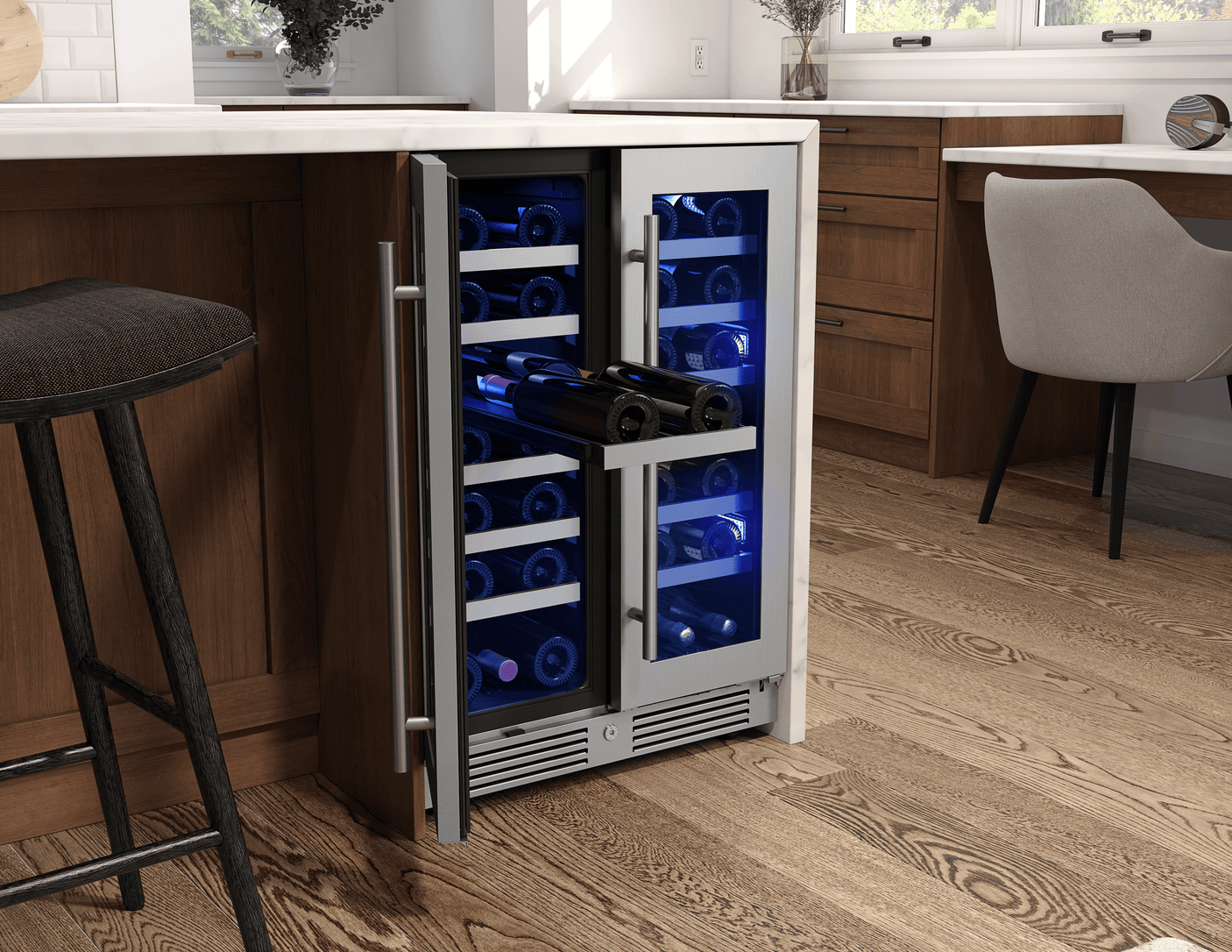 Presrv Wine Cooler, 24in UC, SS+Gls, Fr Door, 2Z