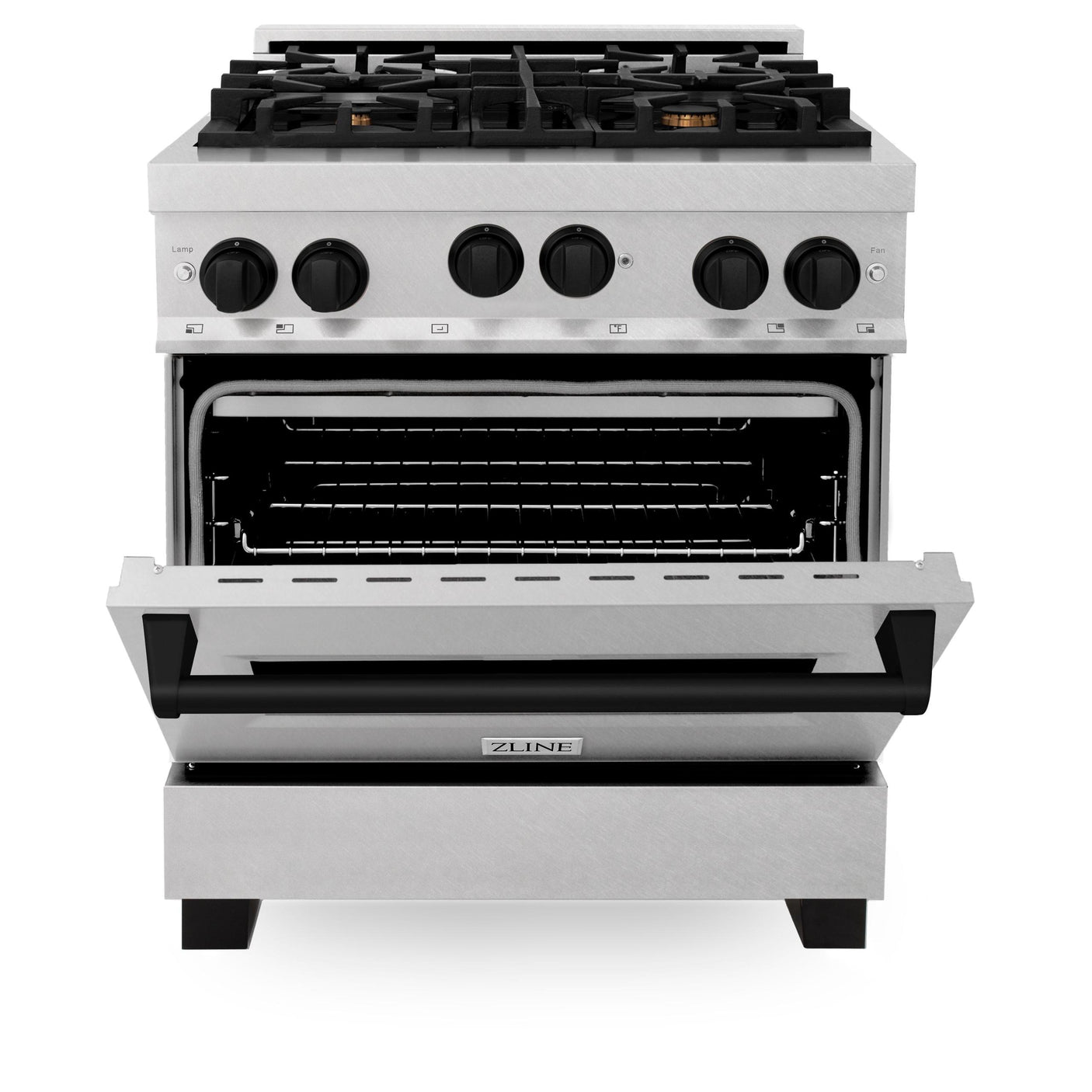 ZLINE 30" 4.0 cu. ft. Range with Gas Stove and Gas Oven in DuraSnow® Stainless Steel with Accents (RGSZ-SN-30) [Accent: Champagne Bronze]