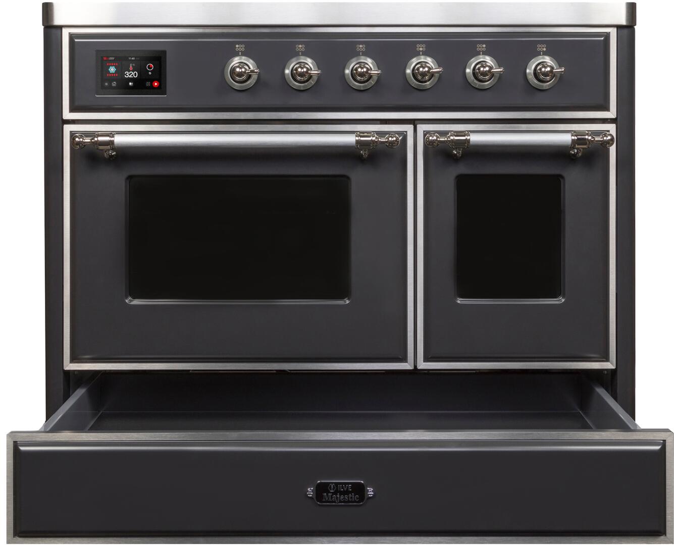 Majestic II 40 Inch Electric Freestanding Range in Matte Graphite with Chrome Trim