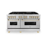 ZLINE Autograph Edition 60 in. 7.4 cu. ft. Dual Fuel Range with Gas Stove and Electric Oven in DuraSnow Stainless Steel with Accents (RASZ-SN-60)