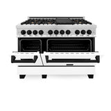 ZLINE Autograph Edition 48" 6.0 cu. ft. Dual Fuel Range with Gas Stove and Electric Oven in Stainless Steel with White Matte Door with Accents (RAZ-WM-48) [Color: Matte Black]