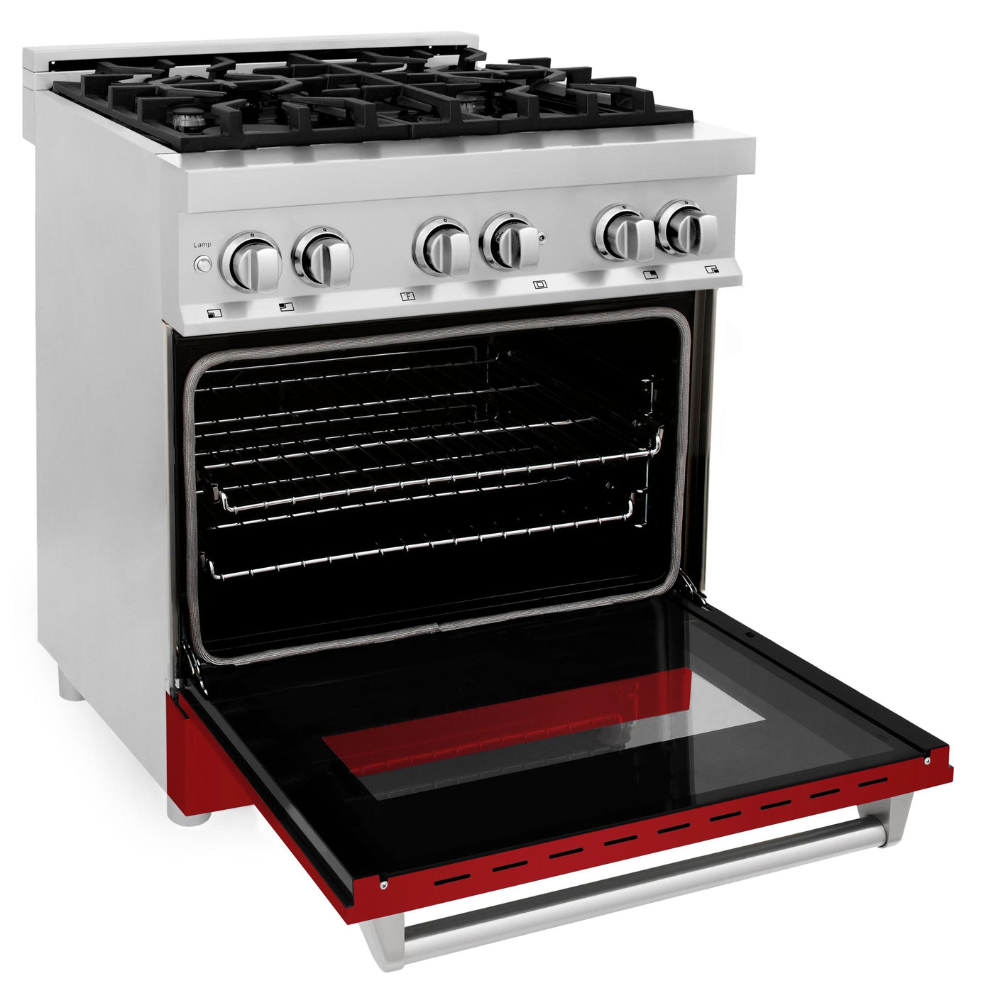 ZLINE 30 in. Dual Fuel Range with Gas Stove and Electric Oven in Stainless Steel (RA30) [Color: Red Gloss]