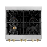 ZLINE Autograph Edition 30" 4.0 cu. ft. Dual Fuel Range with Gas Stove and Electric Oven in DuraSnow Stainless Steel with Accents (RASZ-SN-30) [Color: Gold]