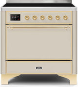 Majestic II 36 Inch Electric Freestanding Range in Antique White with Brass Trim