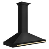 ZLINE 48 in. Autograph Edition Black Stainless Steel Wall Mount Range Hood With Polished Gold Handle (BSKB4Z-48-G)