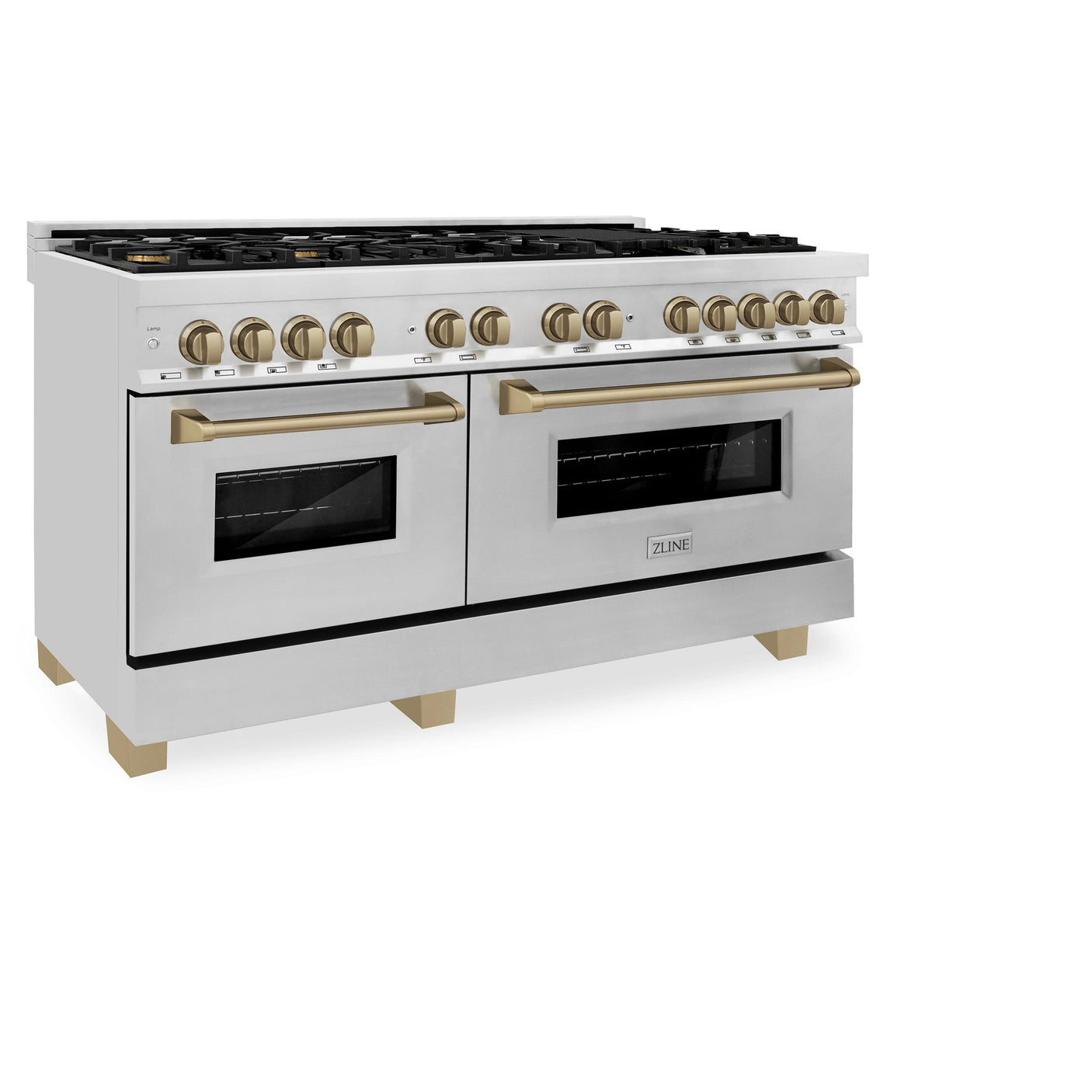 ZLINE Autograph Edition 60" 7.4 cu. ft. Dual Fuel Range with Gas Stove and Electric Oven in Stainless Steel with Accents (RAZ-60) [Color: Gold]