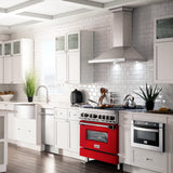 ZLINE 36 in. Dual Fuel Range with Gas Stove and Electric Oven in Stainless Steel (RA36) [Color: Red Matte]