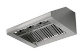 Outdoor hood, 36"W, 33"D, 18"T, 1200CFM, LEDs, pro baffle filters