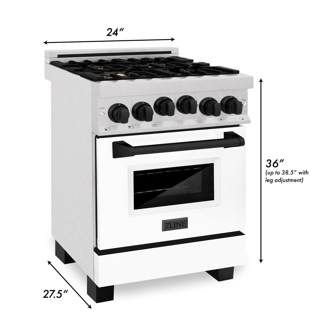 ZLINE Autograph Edition 24" 2.8 cu. ft. Range with Gas Stove and Gas Oven in DuraSnow Stainless Steel with White Matte Door and Accents (RGSZ-WM-24) [Color: Gold]