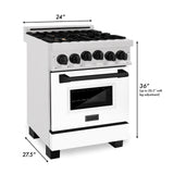 ZLINE Autograph Edition 24" 2.8 cu. ft. Range with Gas Stove and Gas Oven in DuraSnow Stainless Steel with White Matte Door and Accents (RGSZ-WM-24) [Color: Matte Black]