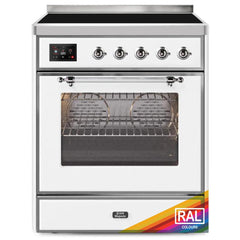 ILVE Majestic II 30 UMI30NE3RAC Freestanding Electric Range with Induction Single Oven with Triple Glass Door in RAL Color with Chrome knobs