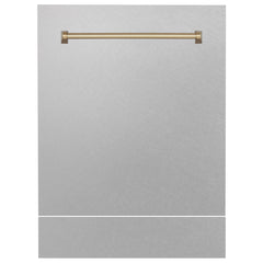 ZLINE 24 in. Autograph Edition Tallac Dishwasher Panel with Champagne Bronze Handle and Color Options (DPVZ-24-CB) [Color: DuraSnow Stainless Steel with Champagne Bronze Handle]