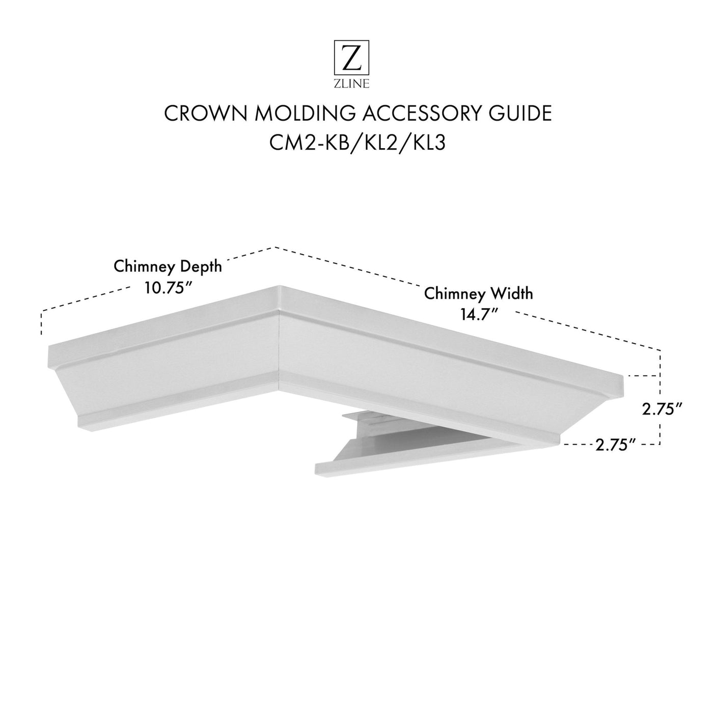 ZLINE Crown Molding 2 For Wall Range Hoods (CM2-KB/KL2/KL3)