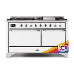 ILVE Majestic II 60 UM15FDQNS3RAC Freestanding Dual Fuel Range with 9 Sealed Burners Yes Double Oven with Solid Door in RAL Color with Chrome knobs