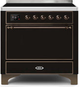 Majestic II 36 Inch Electric Freestanding Range in Glossy Black with Bronze Trim