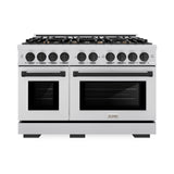 ZLINE Autograph Edition 48 in. 6.7 cu. ft. Select Double Oven Gas Range with 8 Burner Cooktop in Stainless Steel and Matte Black Accents (HGRZ-48-MB)