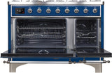 Majestic II 48 Inch Dual Fuel Liquid Propane Freestanding Range in Blue with Chrome Trim