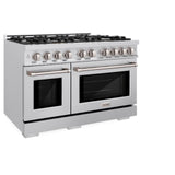 ZLINE 48 in. 6.7 cu. ft. Select Double Oven Dual Fuel Range with 8 Burner Gas Cooktop in Stainless Steel (HDR48)