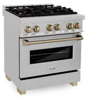 ZLINE Autograph Edition 30" 4.0 cu. ft. Dual Fuel Range with Gas Stove and Electric Oven in DuraSnow Stainless Steel with Accents (RASZ-SN-30) [Color: Champagne Bronze]