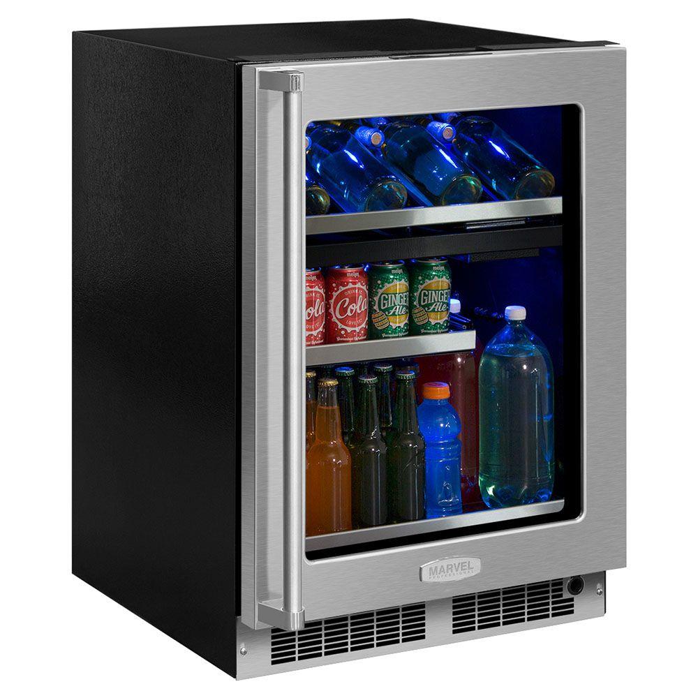 24-In Professional Built-In Dual Zone Wine And Beverage Center with Door Style - Stainless Steel Frame Glass, Door Swing - Right