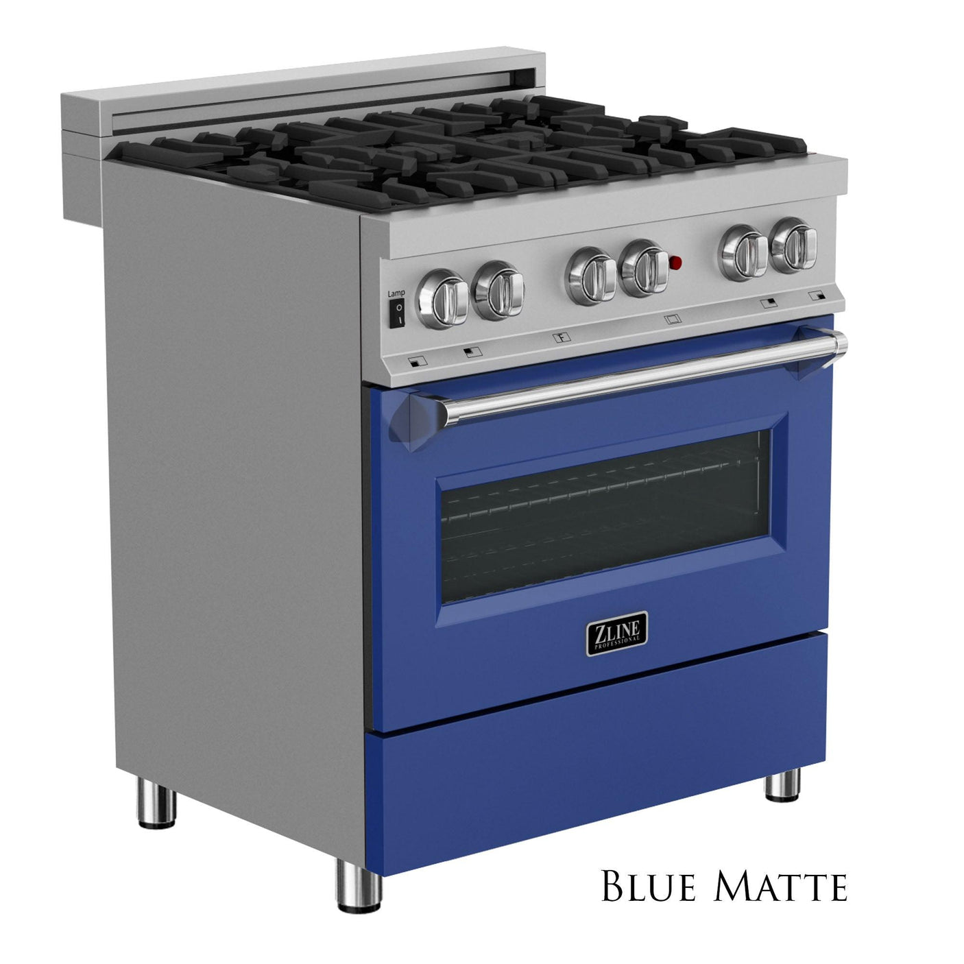 ZLINE 30 in. 4.0 cu. ft. Dual Fuel Range with Gas Stove and Electric Oven in All DuraSnow Stainless Steel with Color Door Options (RAS-SN-30) [Color: Blue Matte]