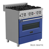 ZLINE 30 in. 4.0 cu. ft. Dual Fuel Range with Gas Stove and Electric Oven in All DuraSnow Stainless Steel with Color Door Options (RAS-SN-30) [Color: Blue Matte]