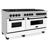 ZLINE Autograph Edition 60 in. 7.4 cu. ft. Dual Fuel Range with Gas Stove and Electric Oven in DuraSnow Stainless Steel with White Matte Door and Accents (RASZ-WM-60) [Color: Matte Black Accents]