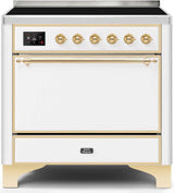 Majestic II 36 Inch Electric Freestanding Range in White with Brass Trim