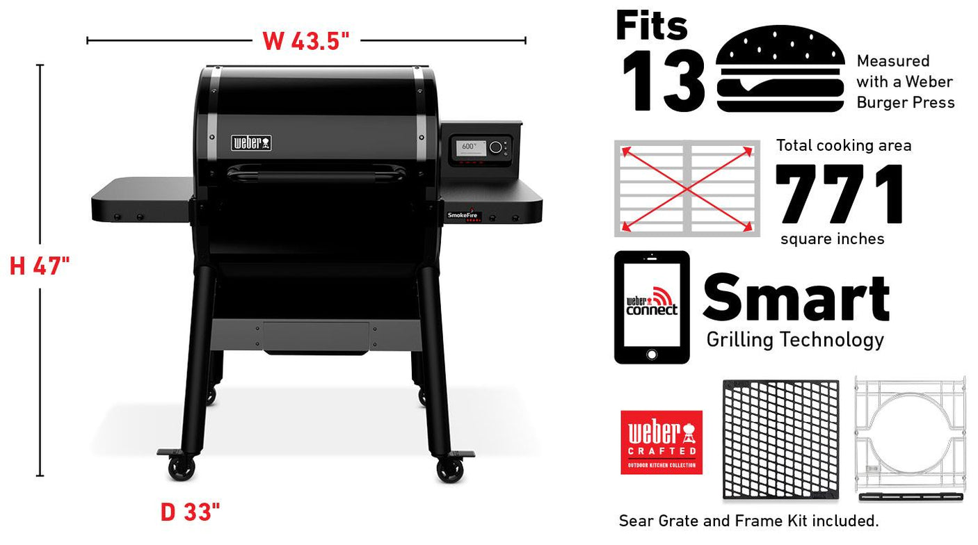 SmokeFire Sear+ ELX4 Wood Fired Pellet Grill - Black