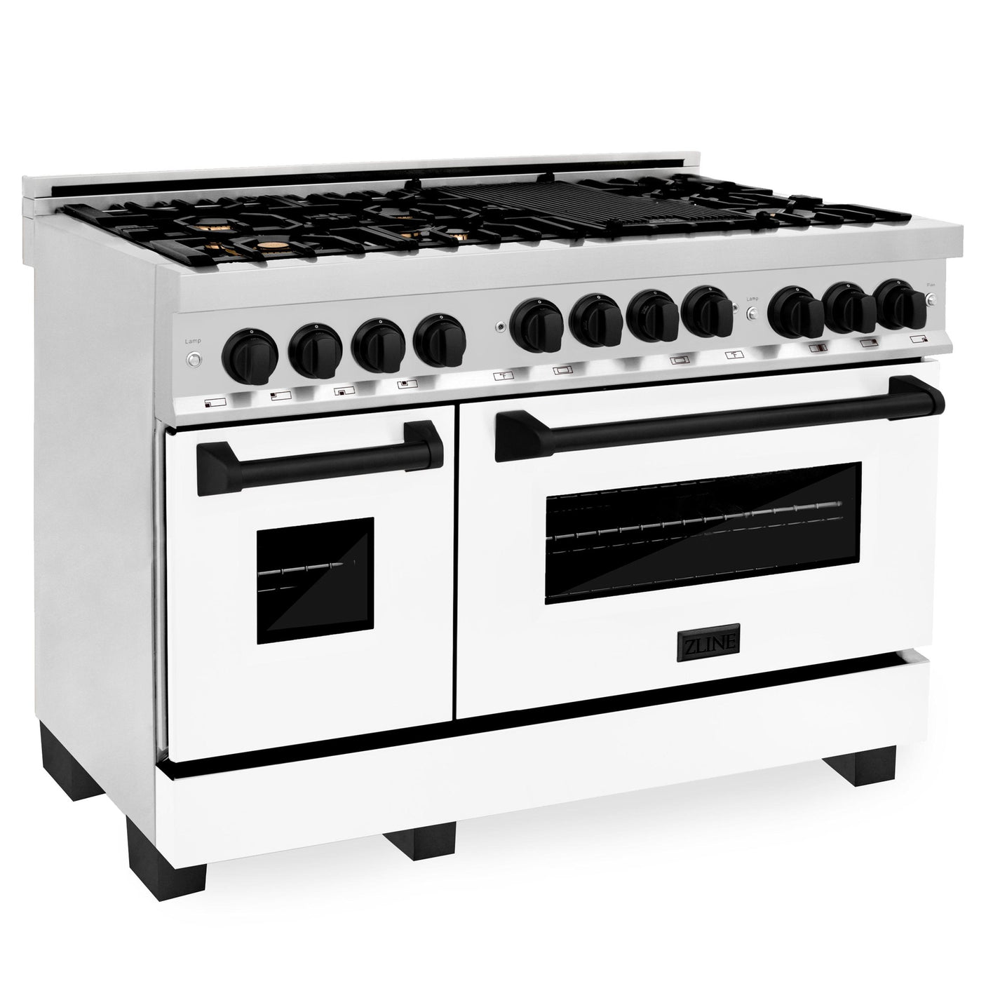 ZLINE Autograph Edition 48" 6.0 cu. ft. Range with Gas Stove and Gas Oven in Stainless Steel with White Matte Door with Accents (RGZ-WM-48) [Color: Gold]