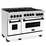 ZLINE Autograph Edition 48" 6.0 cu. ft. Range with Gas Stove and Gas Oven in Stainless Steel with White Matte Door with Accents (RGZ-WM-48) [Color: Matte Black]