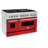 ZLINE 48 in. Dual Fuel Range with Gas Stove and Electric Oven in Stainless Steel (RA48) [Color: Red Matte]